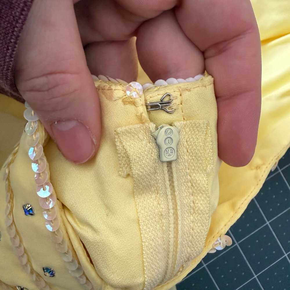 Vintage Womens 6 Butter Yellow Fairy Regency Babydoll Halter Prom Dress Ethereal - Picture 8 of 13